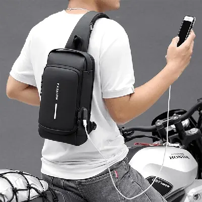 Picture of Solid USB Charging Port Sling Anti-Theft Shoulder Bag