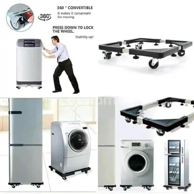 Picture of Washing Machine Stand Mount - Multi-function Roller Washing Machine Mobile Refrigerator Base Reinforced Retractable Movable Rack with Wheels Kitchen Fridge Base Bracket