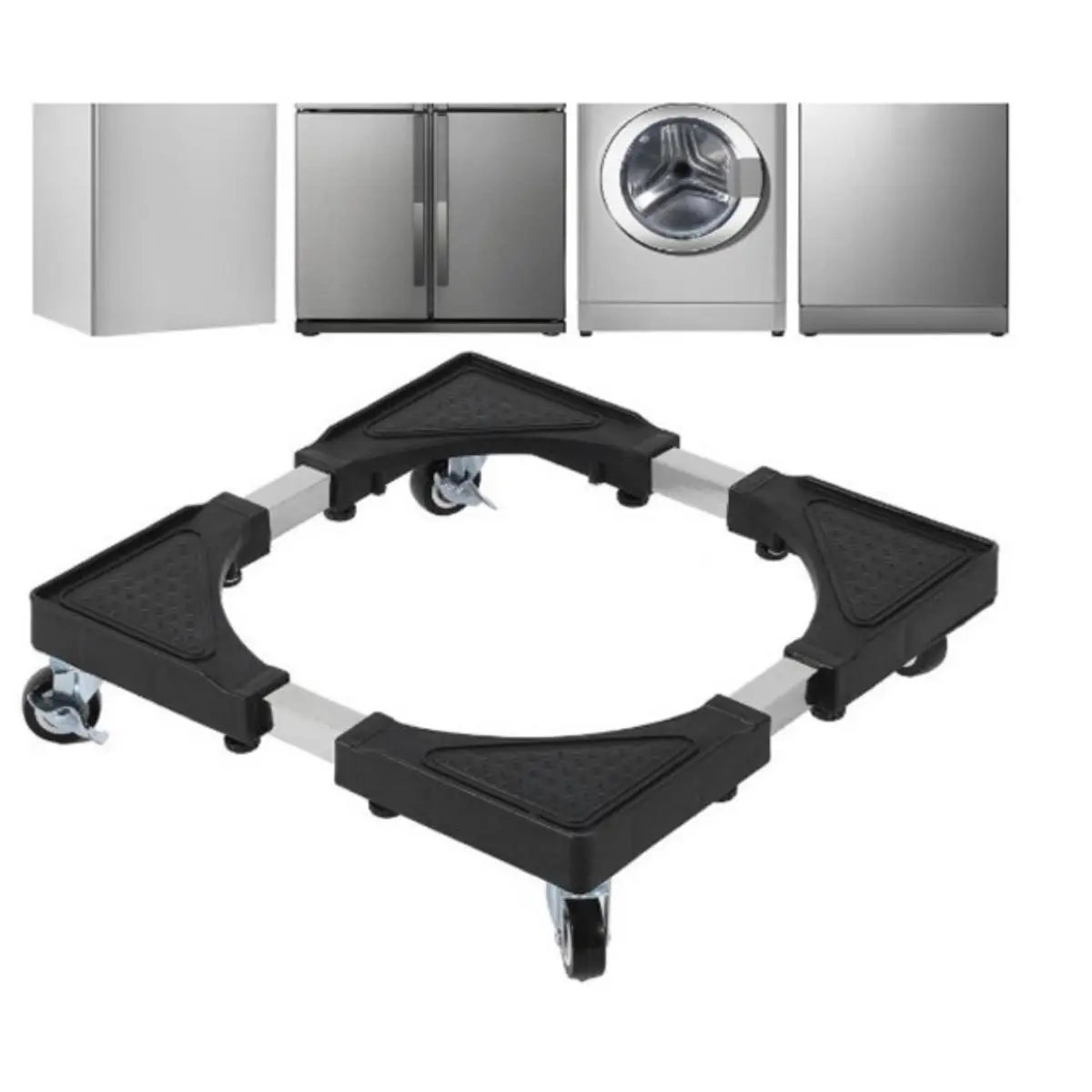 Picture of Washing Machine Stand Mount - Multi-function Roller Washing Machine Mobile Refrigerator Base Reinforced Retractable Movable Rack with Wheels Kitchen Fridge Base Bracket