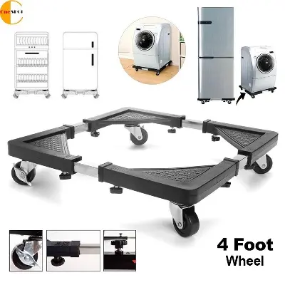Picture of Washing Machine Stand Mount - Multi-function Roller Washing Machine Mobile Refrigerator Base Reinforced Retractable Movable Rack with Wheels Kitchen Fridge Base Bracket