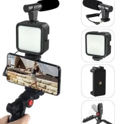 Picture of Remote Control Vlogging Video Making Kits Microphone LED Fill Light Mini Tripod Video Kit