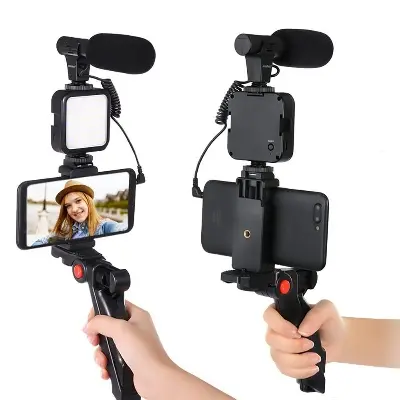 Picture of Remote Control Vlogging Video Making Kits Microphone LED Fill Light Mini Tripod Video Kit