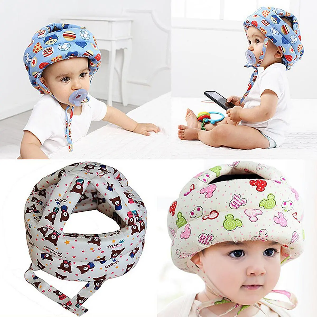 Picture of Toddler Baby Anti-Collision Safety Hat Infant Harnesses Adjustable Safety Helmet Baby Protective Hat with Strap Headguard Hat for Baby Boys Girls Crawling, Running, Walking