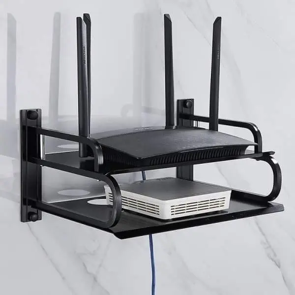 Picture of Wifi Router Storage Boxes /tv Set-top Box/dvd Player Stand/telephone Holder Wall Hanging Black Aluminum Rack Bracket