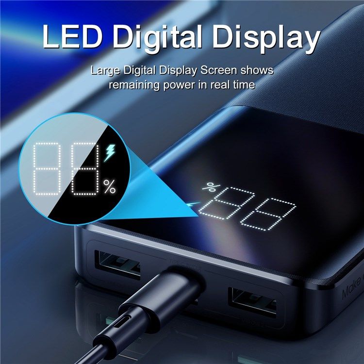 Picture of JOYROOM 10,000mAh Power Bank 22.5W with LED Display Monitoring (JR-QP191) - Black