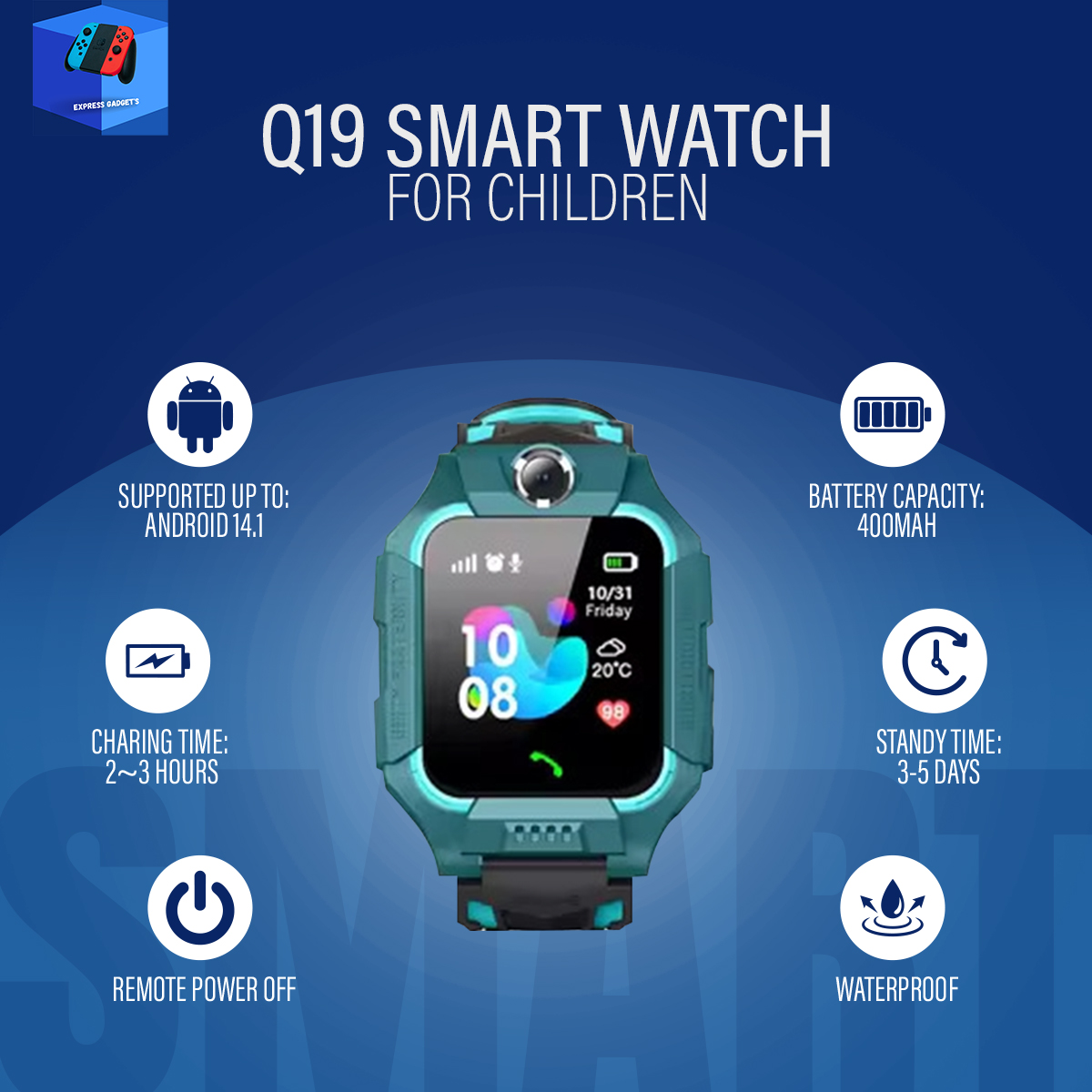 Picture of Q19 Children Smartwatch SIM and CAMERA (Blue Color)