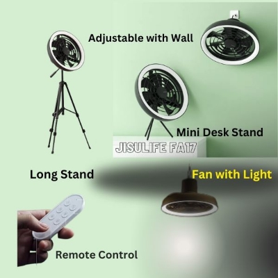 Picture of JISULIFE FA17 Outdoor LED Ceiling Fan with Long Tripod Stand