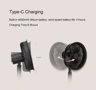 Picture of Xiaomi SOLOVE F5 Pro  Rechargeable Fan 4000mAh with Swing & Extendable - Black