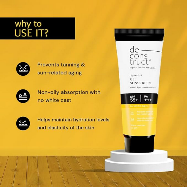 Picture of Deconstruct Lightweight Gel Water Resistant Sunscreen for Oily Skin SPF 55+ PA+++ 50g