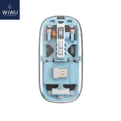 Picture of Trendy Hot Selling WIWU Crystal Transparent Wireless Mouse- Sky Blue Color Inside