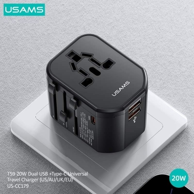 Picture of Universal 20W Fast Charge Travel Charger (USAMS US-CC179) - Black