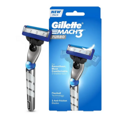 Picture of Gillette Mach 3 Turbo Shaving Razor for Men | Most Comfortable shave | Flexiball & Dynamic Pivot for Safe shave | Anti-Friction Blades & Lubricating Strip for smooth shave and sensitive skin