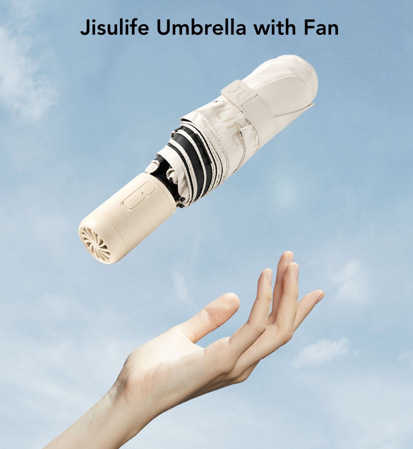 Picture of JISULIFE FA52 Umbrella With Cooling Fan - Black