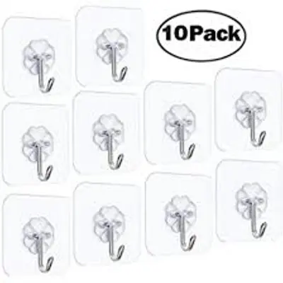 Picture of 10pcs Set Transparent Hook Strong Seamless Stickers Wall Hook Kitchen Accessories Storage Rack Waterproof Hanger
