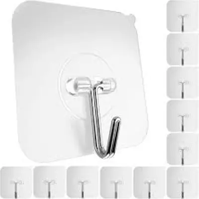 Picture of 10pcs Set Transparent Hook Strong Seamless Stickers Wall Hook Kitchen Accessories Storage Rack Waterproof Hanger