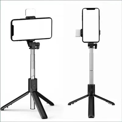 Picture of P20S R1 R1S Bluetooth Wireless Remote Selfie Stick LED light 3 in 1 Extendable Foldable Handheld Monopod Tripod Stand Holder
