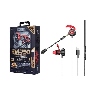 Picture of REMAX RM-750 IPhone Lightning Gaming Earphone – Black And Red - Black