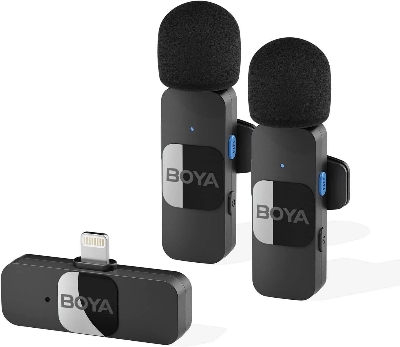 Picture of BOYA BY-V2 2.4GHz Wireless Microphone System for iPhone (1:2) - Black