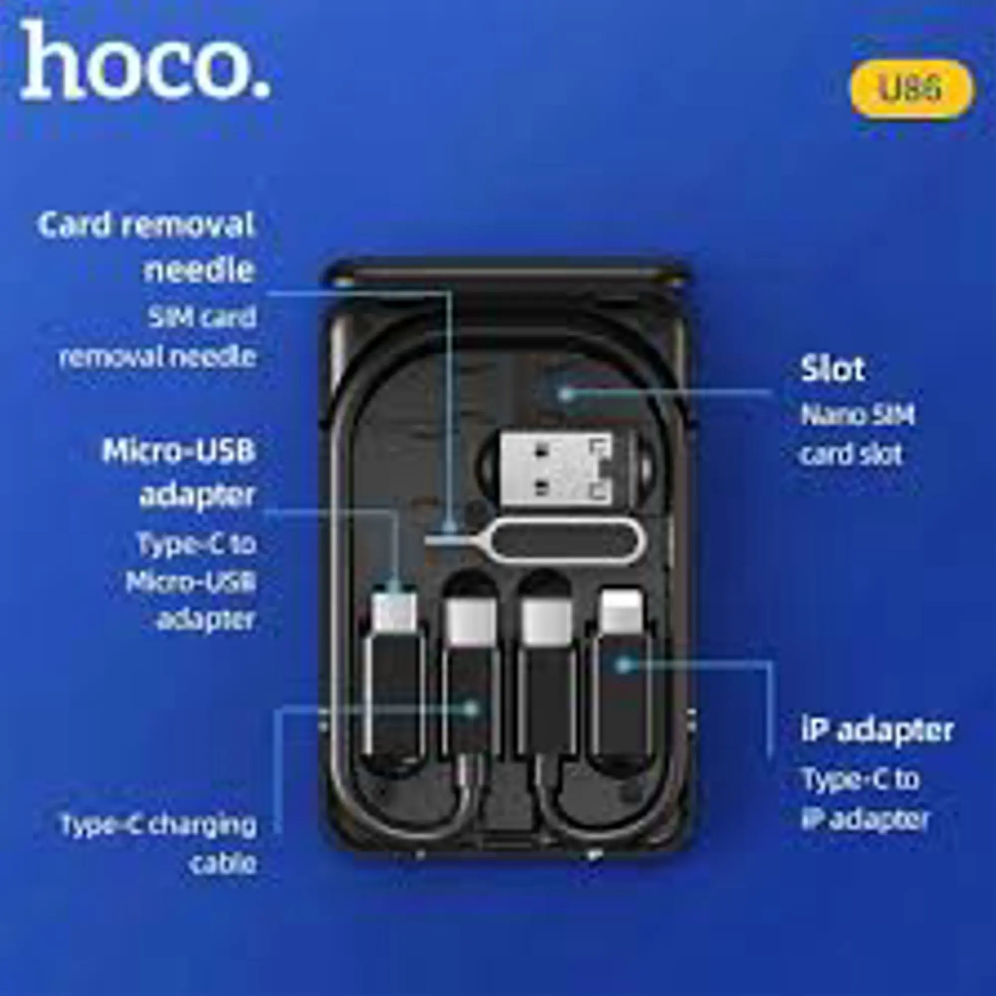 Picture of Hoco U86 Treasure Full types Charging Data Cable with Storage Case and Holder for Travel Business Trip - Cable Protector