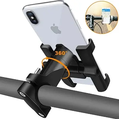 Picture of Aluminum Adjustable 360 Degree Rotating Mobile Stand Phone Mount for Bicycle Metal Bike Mobile Holder For Mobile Phones Bracket Motorcycle Bicycle Takeaway rider