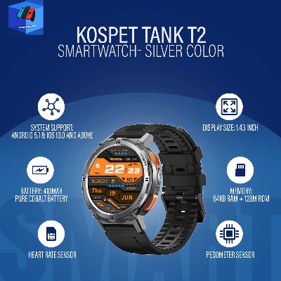 Picture of KOSPET TANK T2 Smartwatch- Silver Color( 2years replacement warranty) - Silver