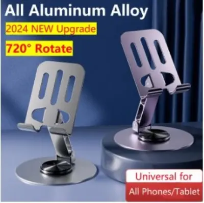 Picture of 360° Rotating Full Metal Phone & Tablet Stand – Aluminum Alloy Adjustable Desktop Holder for Mobile Devices