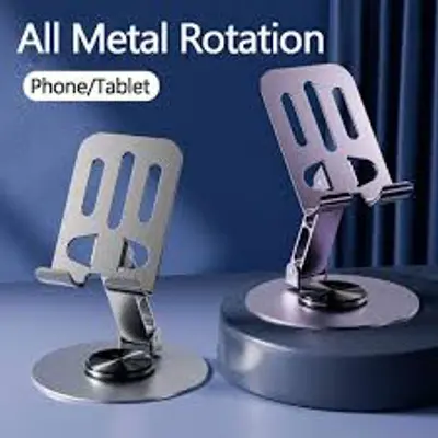 Picture of 360° Rotating Full Metal Phone & Tablet Stand – Aluminum Alloy Adjustable Desktop Holder for Mobile Devices