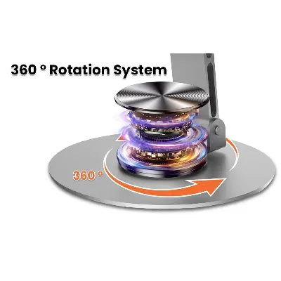 Picture of 360° Rotating Full Metal Phone & Tablet Stand – Aluminum Alloy Adjustable Desktop Holder for Mobile Devices