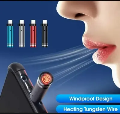 Picture of Usb-C Mini Lighter Tungsten Wire No Flame Blow Ignition Travel Safe Tool