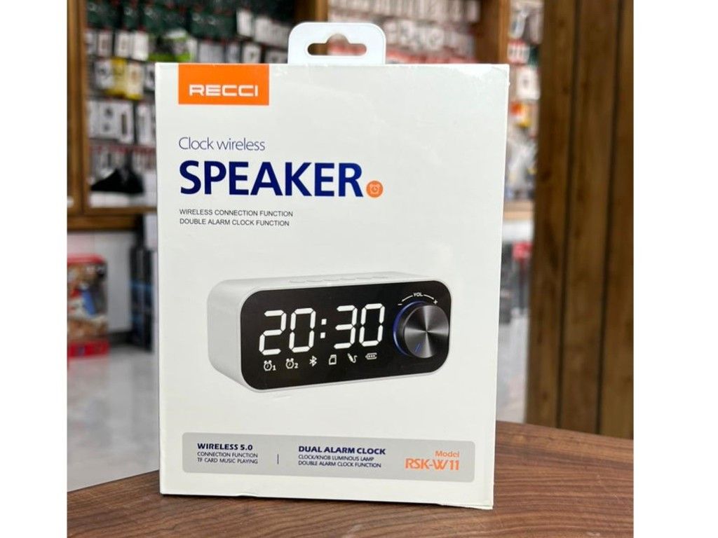 Picture of RECCI RSK-W11 Wireless Speaker with Alarm Clock - White