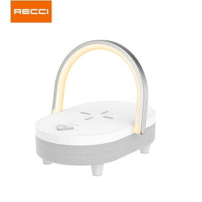 Picture of Recci RLS-L16 4-IN-1 Speaker, Wireless Charger, Night Light, Phone Holder - Apricot