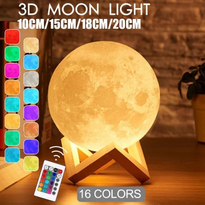Picture of Rechargeable 3D Moon Lamp(1 year warranty) - Multicolor