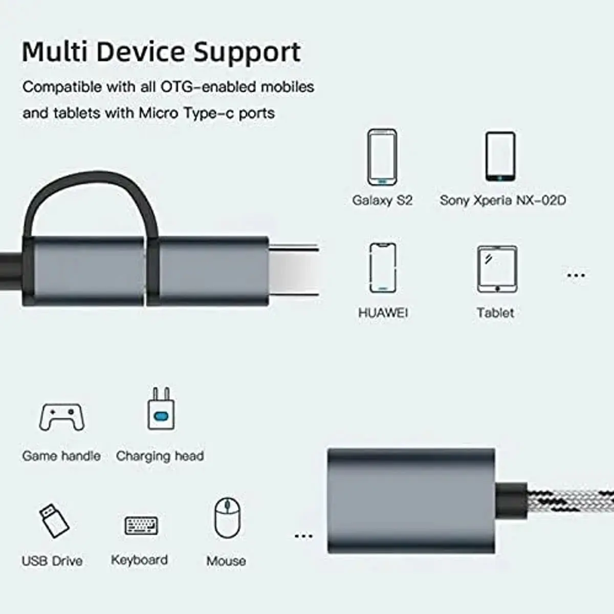 Picture of 2 in 1 USB 3.0 OTG Adapter Cable Type-C Micro USB to USB 3.0 Interface Charging Cable Line for Cellphone Converter for Cellphone