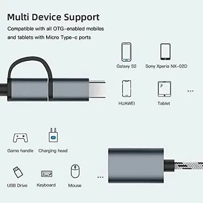 Picture of 2 in 1 USB 3.0 OTG Adapter Cable Type-C Micro USB to USB 3.0 Interface Charging Cable Line for Cellphone Converter for Cellphone