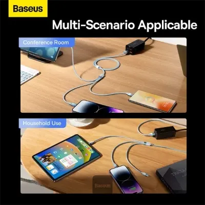 Picture of Baseus StarSpeed 1-for-3 Fast Charging Data Cable USB to M+L+C 3.5A 1.2M - Blue