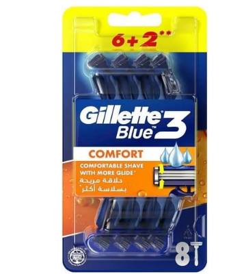 Picture of Gillette Blue 3 Disposable Razors With Comfort Gel For Men - 8 Pieces
