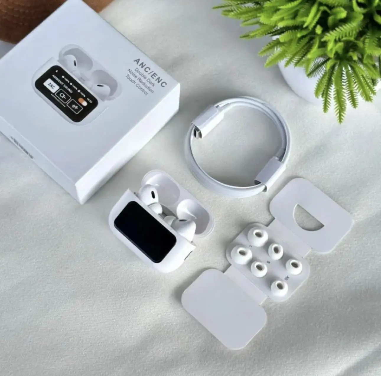 Picture of A9 Pro ANC/ENC Double Dark Noise Reduction Touch Control Wireless Earbuds With Smart Display