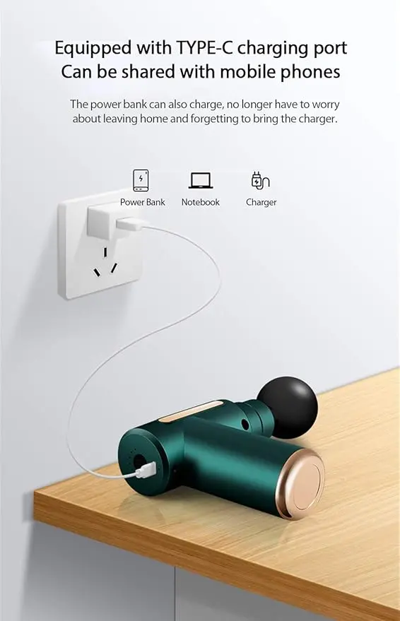 Picture of Mini Electric Massage Gun Portable Deep Tissue Massage Gun - Pain Relief USB Rechargeable Body Massager Message Gun