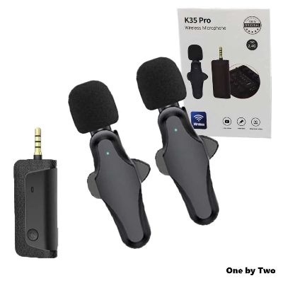 Picture of K35 Pro Dual Mic Wireless Lavalier Microphone - Black