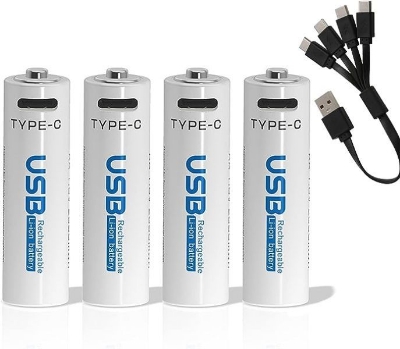 Picture of AiVR USB Rechargeable Batteries 4pc – AAA – 2550 MAh - White