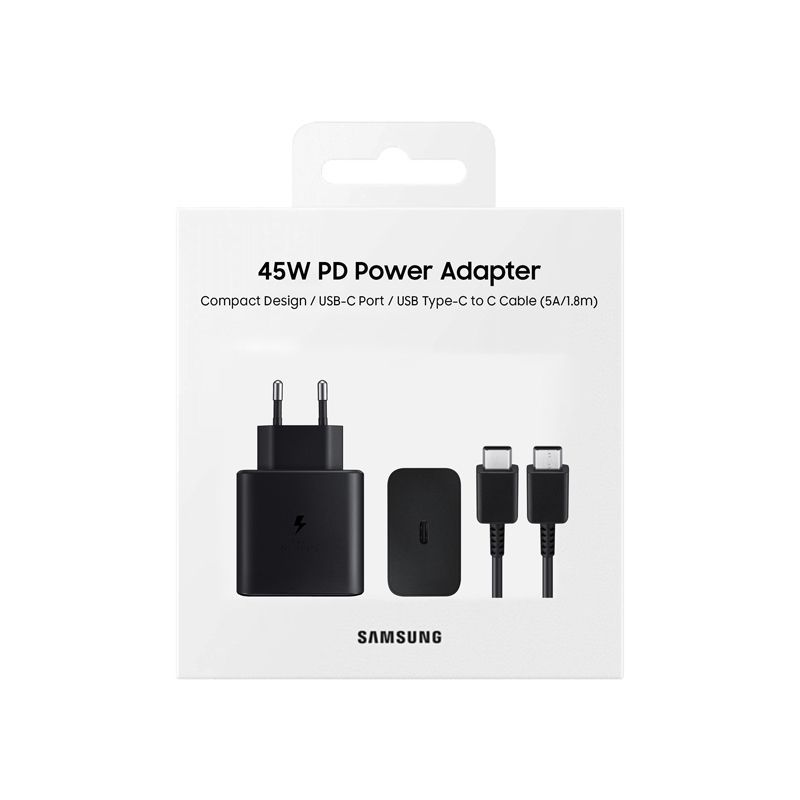Picture of Samsung 45W 5A USB-C(Original)Power Adapter with Cable ( 1 year replacement warranty) - Black