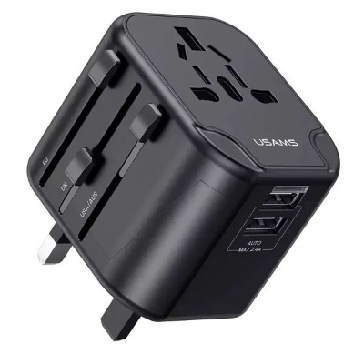 Picture of T55 12W Dual USB Universal Travel Charger (USAMS US-CC173) - Black