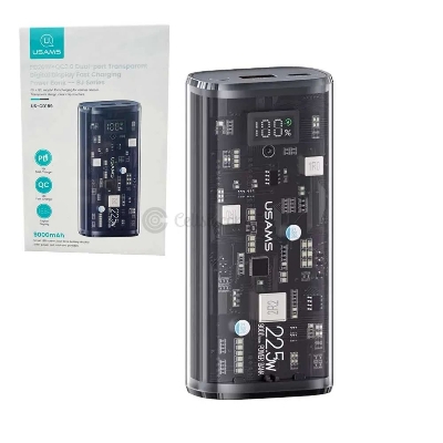 Picture of USAMS US-CD189 PD+QC 22.5W Transparent 9000mAh Power Bank(1year replacement warranty) - Black