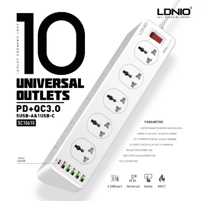 Picture of LDNIO SC10610 30W 10-Port 6 USB port Charger Power Strip Original(2 years replacement warranty)