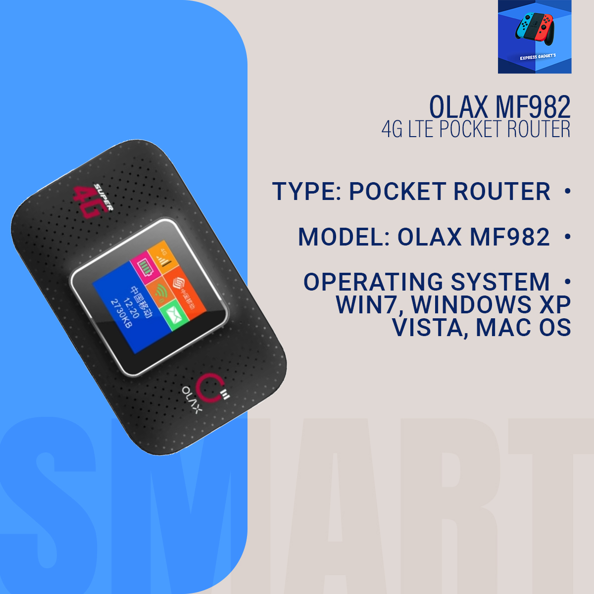 Picture of Olax MF982 4G LTE pocket router (2Year replacement warranty) - Black