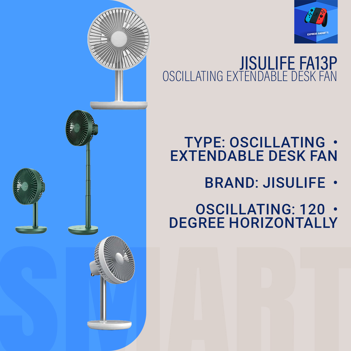 Picture of Jisulife FA13P 8000Mah Oscillating Extendable Desk Fan(2 years replacement warranty)