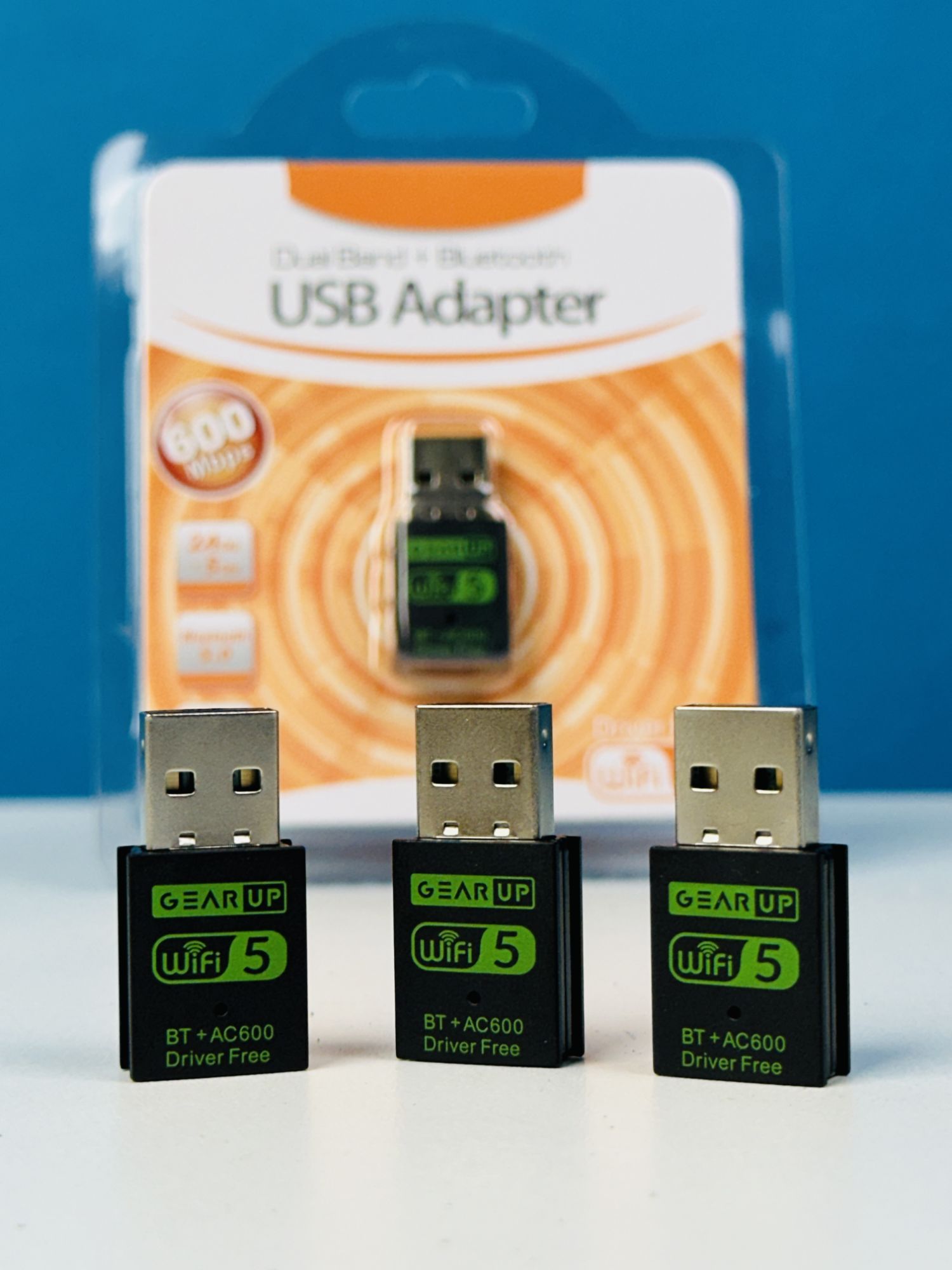 Picture of GearUP 600Mbps Dual Band WiFi + Bluetooth Adapter For Windows PC/Laptop- (Driver Free Version, WiFi Hotspot Supported, 2.4GHz + 5GHz) - Black