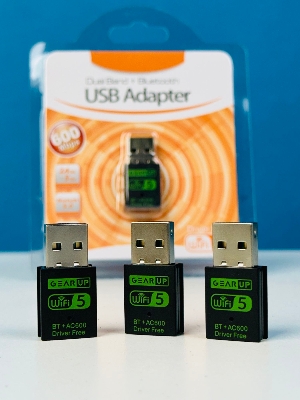 Picture of GearUP 600Mbps Dual Band WiFi + Bluetooth Adapter For Windows PC/Laptop- (Driver Free Version, WiFi Hotspot Supported, 2.4GHz + 5GHz) - Black