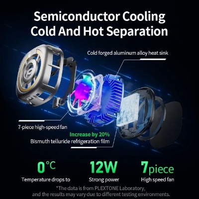 Picture of PLEXTONE EX2 Ultra RGB Magnetic Radiator Phone Cooler(1year replacement warranty) - Black