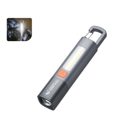 Picture of Smiling Shark SD1023 LED Multifunctional Flashlight with Hook Camping Light USB Rechargeable Zoomable - Grey